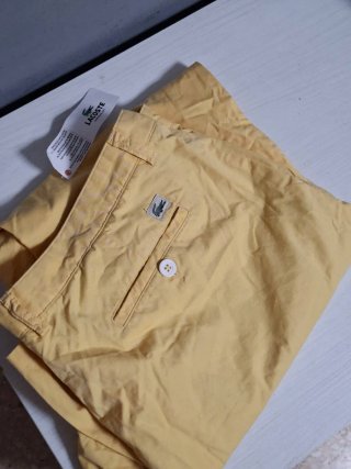 Pantalones Chinos Algodón Lacoste Amarillos