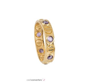 anillo oro 18k con piedra con amatista