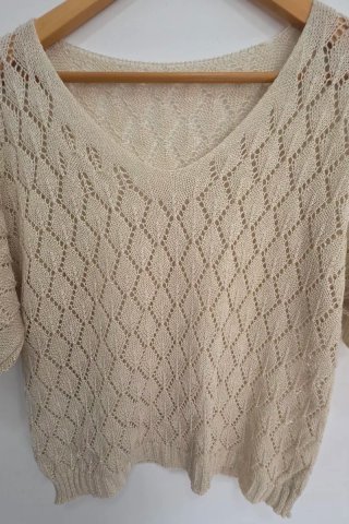 Suéter de punto calado V-neck T44