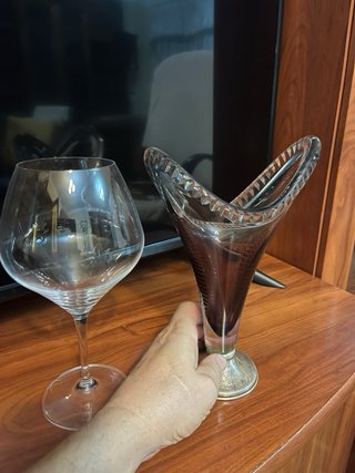 Jarrón cristal base plata