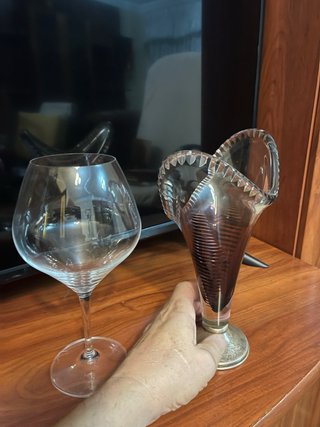 Jarrón cristal base plata