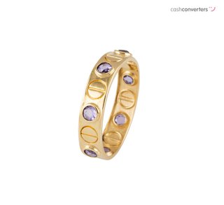 anillo oro 18k con piedra con amatista t. 17 (18,16 mm)