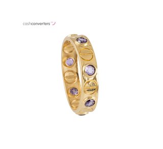 anillo oro 18k con piedra con amatista t. 17 (18,16 mm)