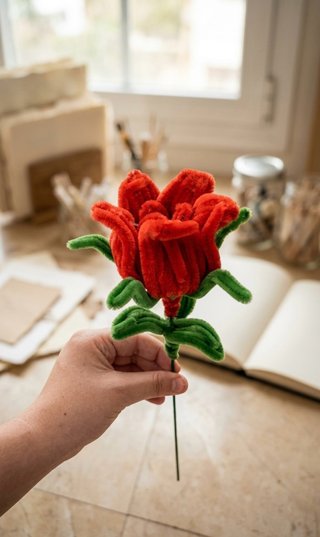 Rosa Roja Hecha a Mano