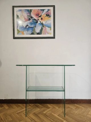 Mesa estantería recibidor de cristal