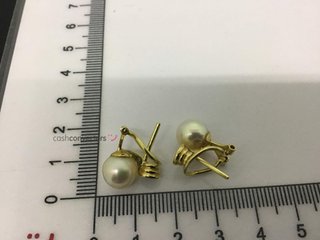 pendientes oro 18k con piedra con perla,diamante