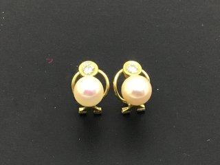 pendientes oro 18k con piedra con perla,diamante