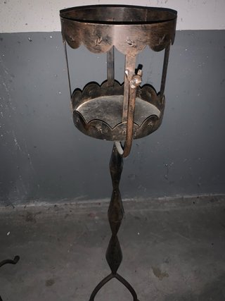 Pareja Candelabros Antiguos Metal Negro