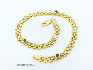 pulsera oro 18k con piedra con circonita,zafiro