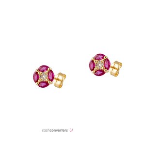 pendientes oro 18k con piedra con circonita