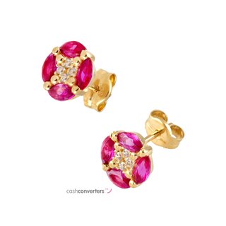 pendientes oro 18k con piedra con circonita