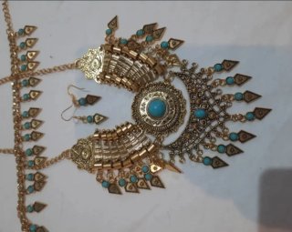 Conjunto Joyería Étnica Turquesa y Dorada