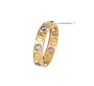 anillo oro 18k con piedra con amatista