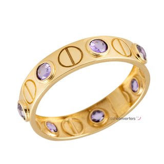 anillo oro 18k con piedra con amatista