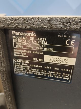 Altavoces PANASONIC super woofer SB-AK27 , 100w.