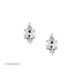 pendientes oro 18k con piedra con circonita