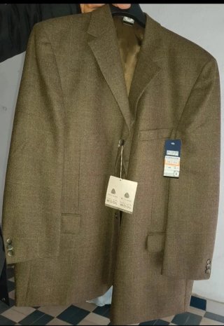 Chaqueta de lana beige y marrón talla 58 Woolmark