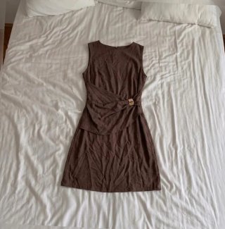Vestido vintage marrón con hebilla Talla L