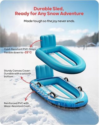 QPAU Trineo nieve inflable 2 personas Blanquiazul