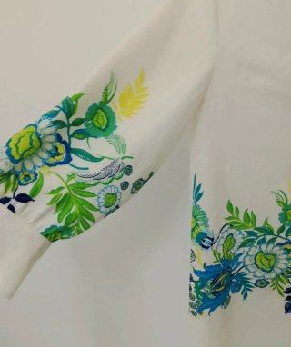 Vestido Zara Blanco Estampado Floral,media Manga