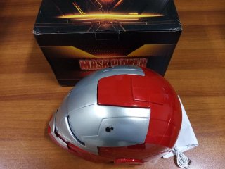2 CASCHI ARGENTO MARVEL IRON MAN MK5 APERTURA MOTO