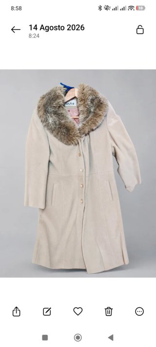 Abrigo largo vintage Mazur con cuello de pelo