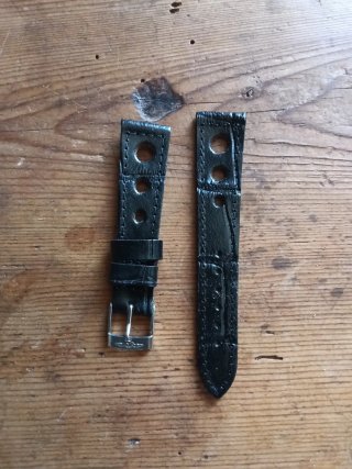 Cinturino vintage vera pelle nero