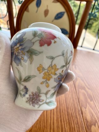 Jarrón vintage porcelana flores multicolor
