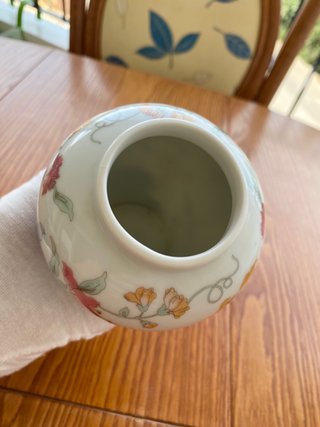 Jarrón vintage porcelana flores multicolor