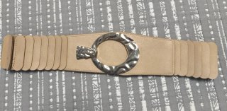 3 cinturones elásticos mujer beige y negro