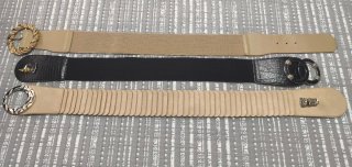 3 cinturones elásticos mujer beige y negro