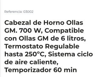 Cabezal Horno Olla GM con Aro Adaptador