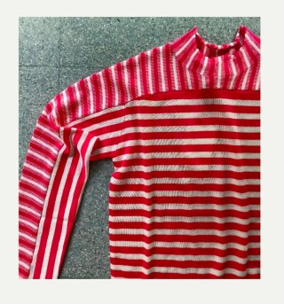 Jersey de lana a rayas rojo y blanco