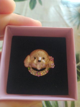 Anello cane barboncino Shih Tzu strass