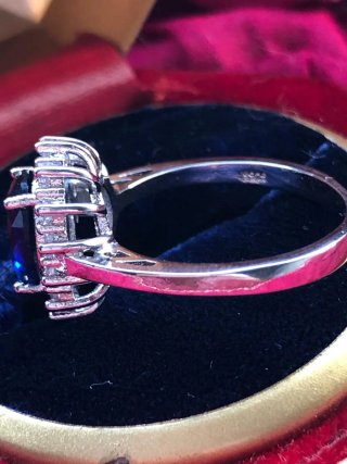 Anillo Plata Piedra Azul Ovalada