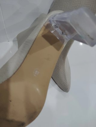 Botines calcetín tacón transparente beige T39