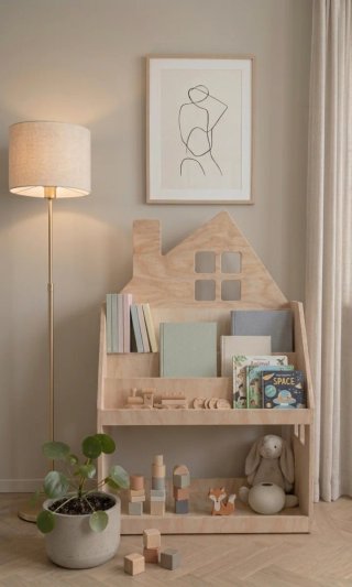 Estantería infantil Montessori baja niños madera
