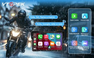 VTOPEK Pantalla Moto 7'' CarPlay Android Auto TPMS