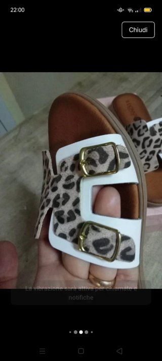 Ciabatte Donna Beige/Marrone Tg. 39 in vera pelle