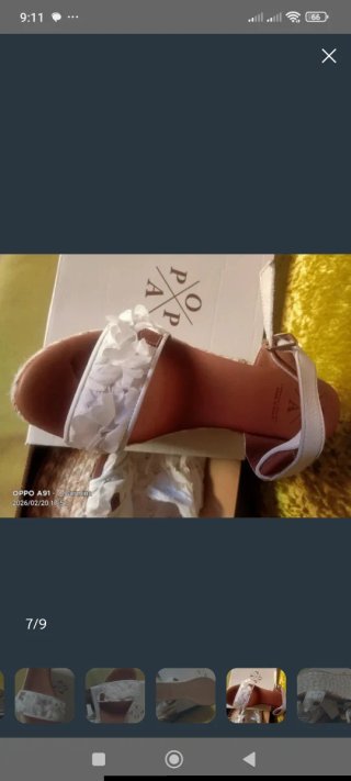 Sandalias POPA cuña esparto blancas y marrón
