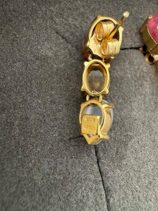 Pendientes oro 18K con piedras multicolor, sello 750
