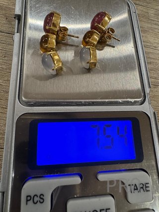 Pendientes oro 18K con piedras multicolor, sello 750