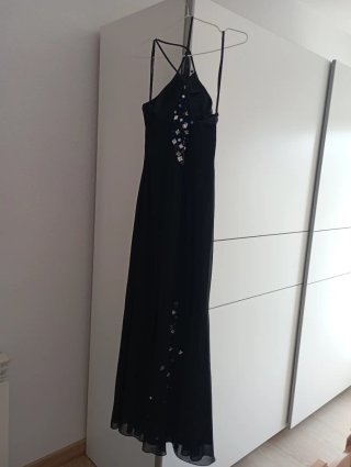 Vestido fiesta negro pedrería T38/40