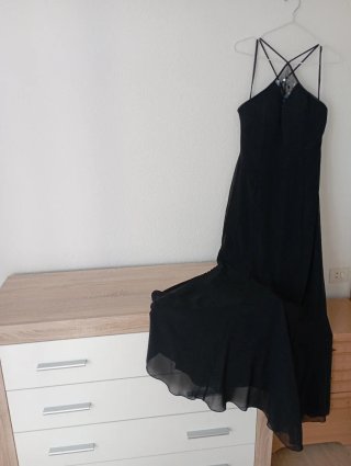 Vestido fiesta negro pedrería T38/40