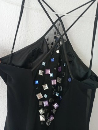 Vestido fiesta negro pedrería T38/40