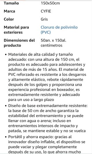 Saco de boxeo hinchable para entrenamiento