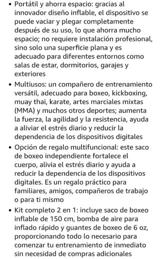 Saco de boxeo hinchable para entrenamiento