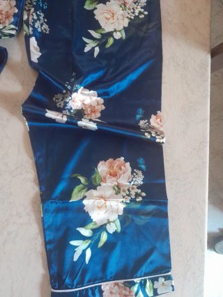 Pigiama donna raso floreale blu