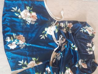 Pigiama donna raso floreale blu