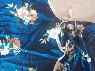 Pigiama donna raso floreale blu